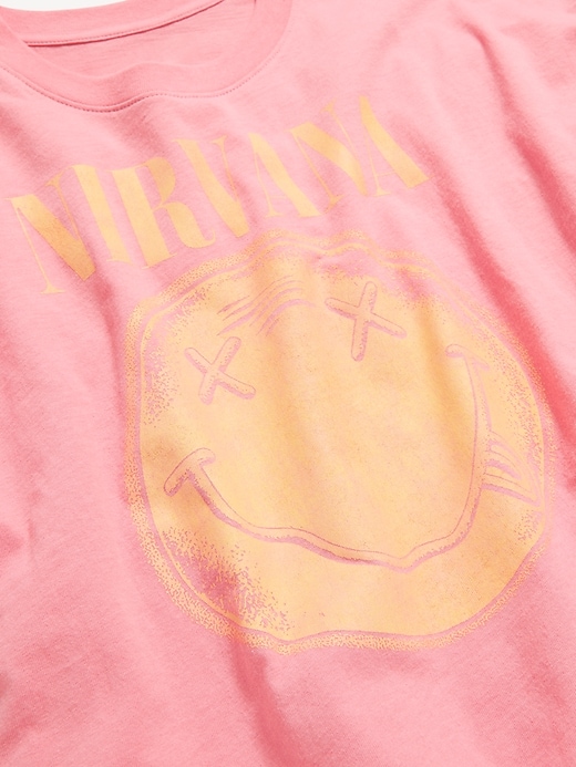 L'image numéro 4 présente T-shirt court surdimensionné ras du cou à imprimé