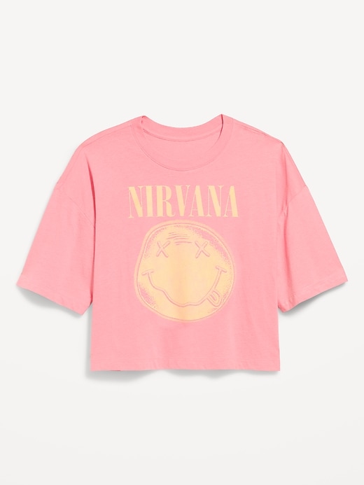 L'image numéro 5 présente T-shirt court surdimensionné ras du cou à imprimé