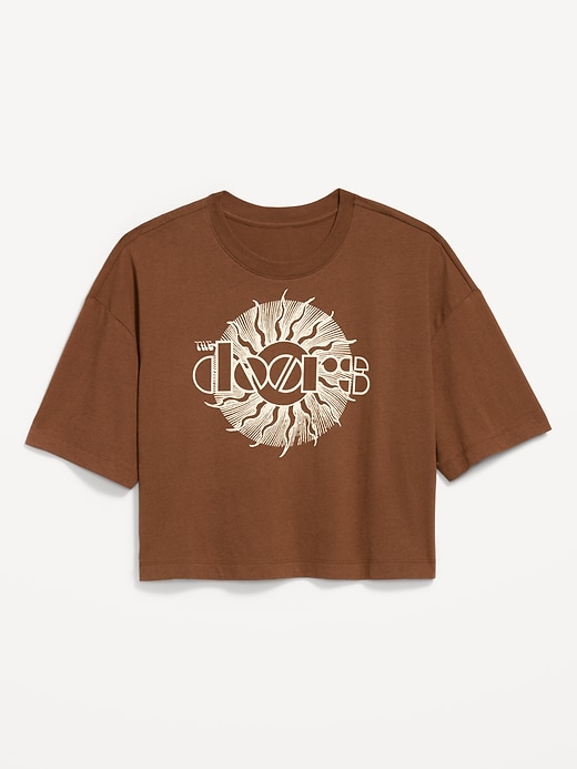 L'image numéro 5 présente T-shirt court surdimensionné ras du cou à imprimé