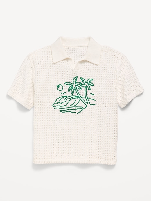 Image number 2 showing, Oversized Collared Graphic Sweater for Toddler Boys