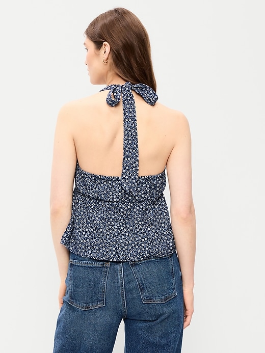 Image number 2 showing, Linen-Blend V-Neck Halter Top