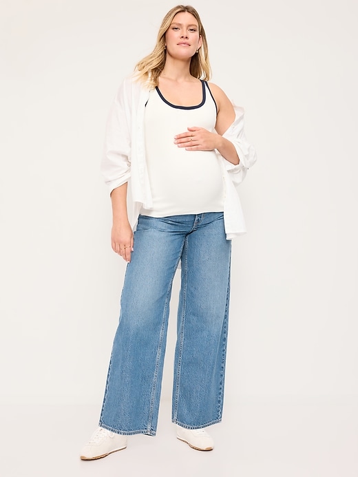 L'image numéro 1 présente Jean Wow coupe généreuse à panneau couvrant de maternité