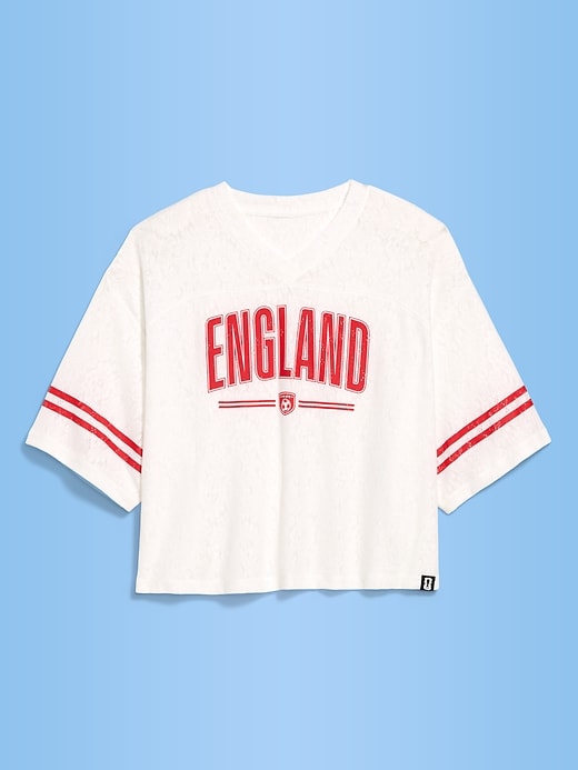 L'image numéro 3 présente T-shirt droit à encolure en V à dentelle Coupe du monde de la FIFA 26™, Angleterre pour femme