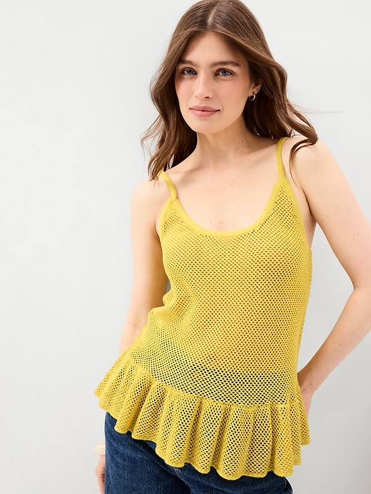 Image number 1 showing, Metallic Peplum Tank Top