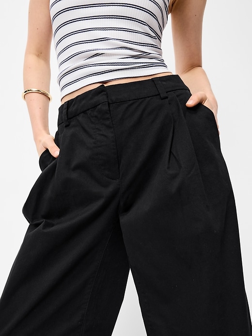 Image number 5 showing, Mid-Rise Twill Barrel-Leg Pants