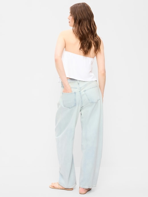 Image number 3 showing, High-Waisted Rounded Wide-Leg Barrel Jeans