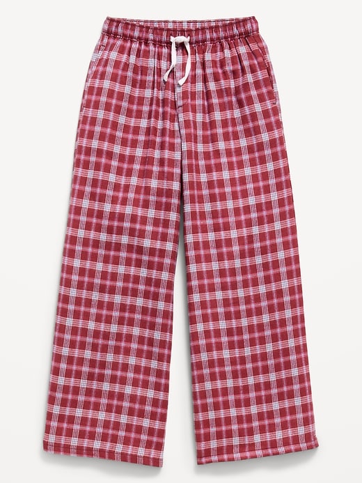 Image number 1 showing, Pull-On Wide-Leg Flannel Plaid Pants for Girls
