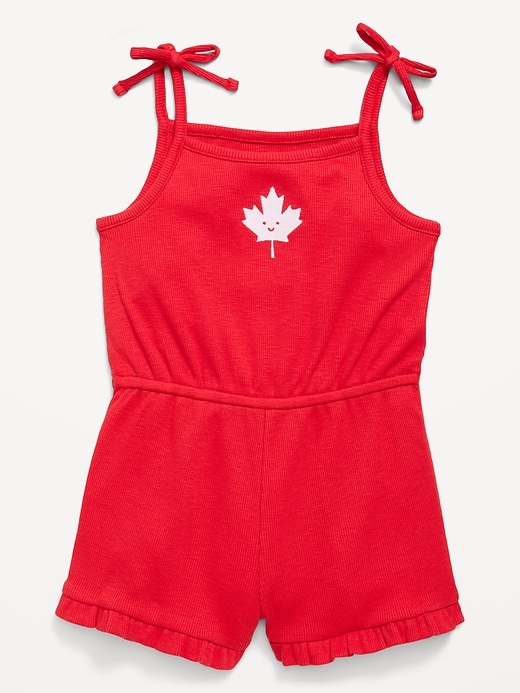 Image number 1 showing, Sleeveless Tie-Bow Ribbed Romper for Toddler Girls