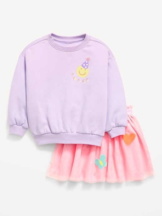 Image number 1 showing, Embroidered Sweatshirt & Tutu Skirt Set for Toddler Girls