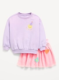 Image number 1 showing, Embroidered Sweatshirt & Tutu Skirt Set for Toddler Girls