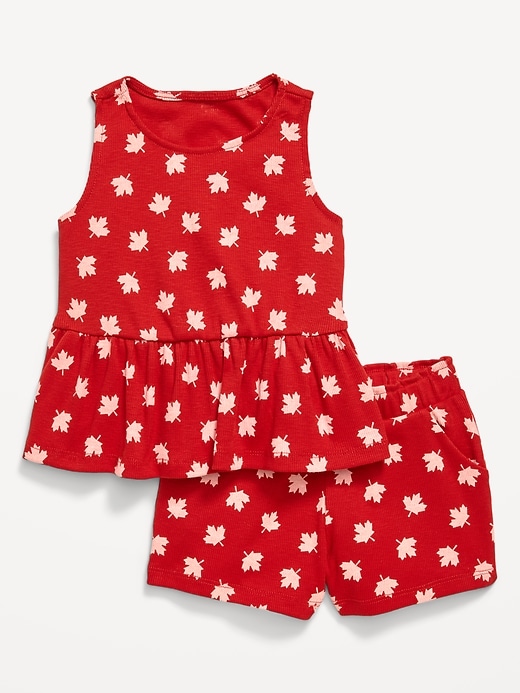 Image number 1 showing, Sleeveless Ribbed Top and Shorts Set for Toddler Girls