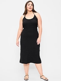 Image number 1 showing, Beaded Halter-Neck Textured Midi Dress