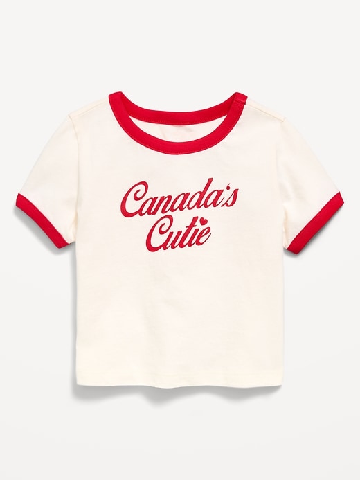 Image number 1 showing, Short-Sleeve Ringer Graphic T-Shirt for Toddler Girls