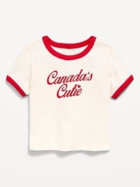 Image number 1 showing, Short-Sleeve Ringer Graphic T-Shirt for Toddler Girls