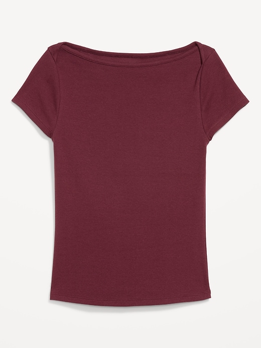 L'image numéro 4 présente T-shirt ajusté à encolure bateau