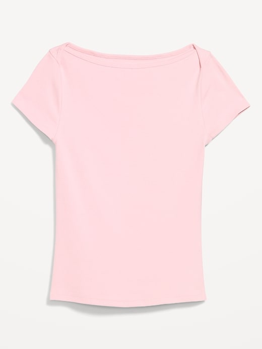 L'image numéro 3 présente T-shirt ajusté à encolure bateau