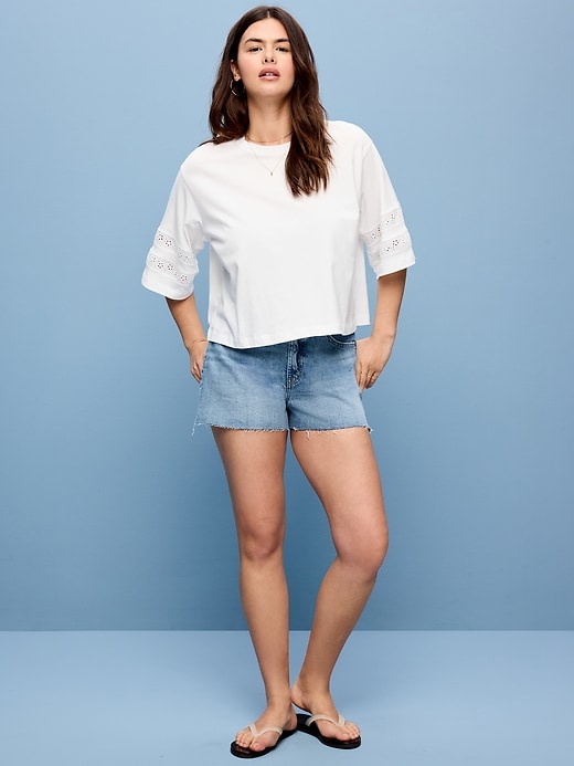 Image number 3 showing, Extra High-Waisted Denim Micro Short