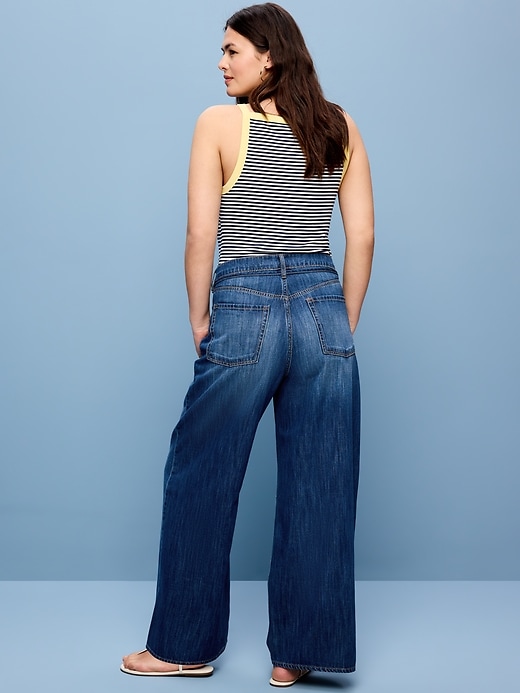 L'image numéro 7 présente Jean fluide à jambe large et taille haute