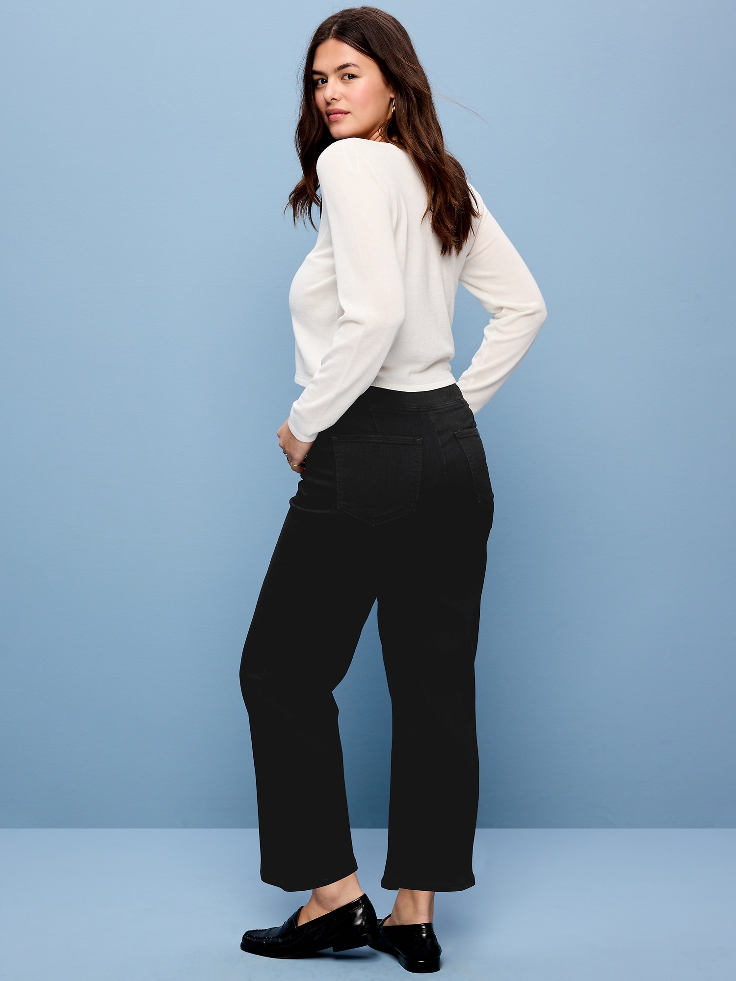 High-Waisted Weekender Pull-On Crop Wide-Leg Jeans