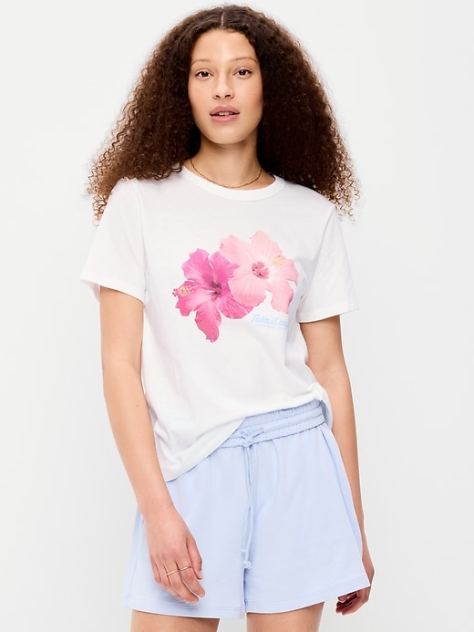 L'image numéro 1 présente T-shirt passe-partout ras du cou à imprimé