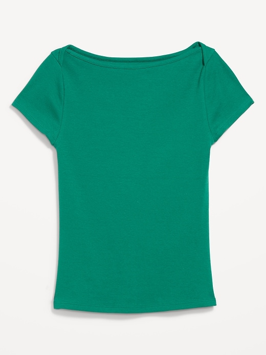 L'image numéro 3 présente T-shirt ajusté à encolure bateau