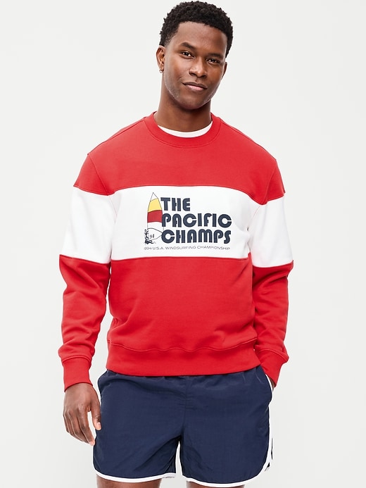 Image number 1 showing, Loose Color-Block Crew-Neck Sweatshirt