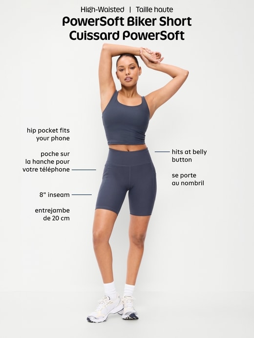 Image number 8 showing, High-Waisted PowerSoft Biker Shorts -- 8-inch inseam