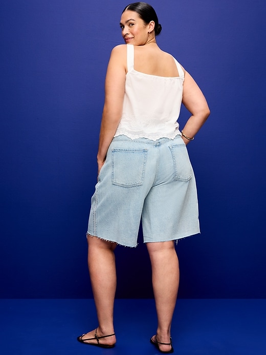 Image number 8 showing, Mid-Rise Baggy Jean Shorts -- 9-inch inseam