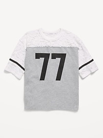 Image number 1 showing, Oversized Lace Football-Style T-Shirt for Girls
