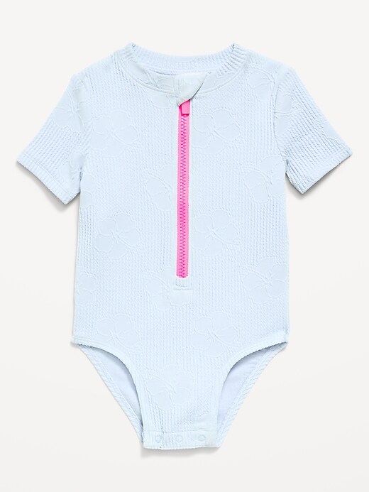 L'image numéro 1 présente Maillot de bain une-pièce texturé anti-UV à glissière sur le devant pour toute-petite