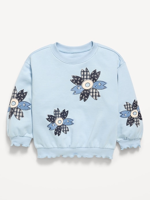 Image number 1 showing, Long-Sleeve Graphic Lettuce-Edge Sweatshirt for Toddler Girls
