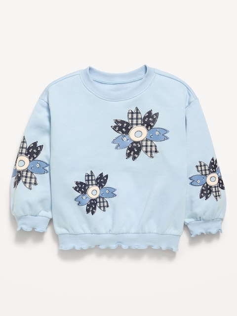 Long-Sleeve Graphic Lettuce-Edge Sweatshirt for Toddler Girls