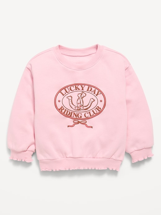 Image number 1 showing, Long-Sleeve Graphic Lettuce-Edge Sweatshirt for Toddler Girls