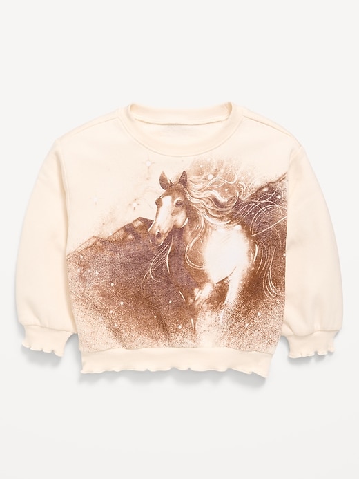 Image number 1 showing, Long-Sleeve Graphic Lettuce-Edge Sweatshirt for Toddler Girls