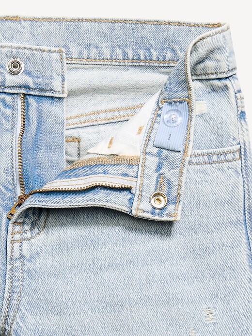 L'image numéro 5 présente Jean coupe généreuse jambe large à taille haute et ourlet effiloché pour fille