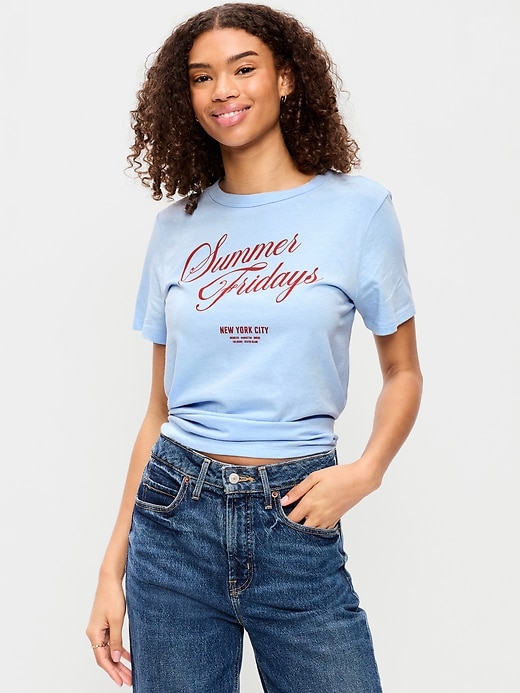 L'image numéro 1 présente T-shirt passe-partout ras du cou à imprimé