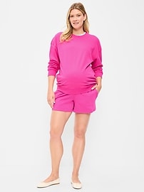 Image number 1 showing, Maternity Fleece Pull-On Shorts -- 5-inch inseam