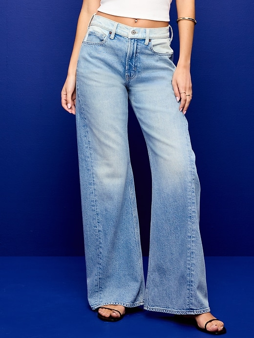 Image number 2 showing, Mid-Rise Twisted-Seam Flare Jeans