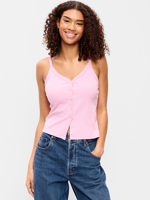 Image number 1 showing, Button-Front Cami Tank Top