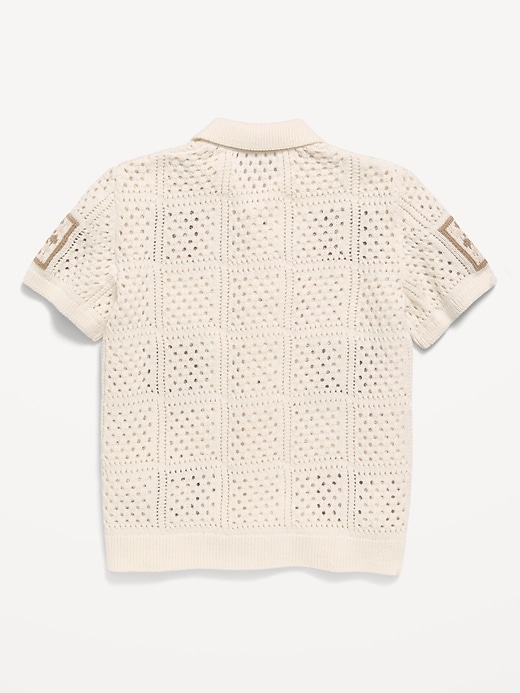 Image number 2 showing, Short-Sleeve Crochet-Knit Shirt for Boys