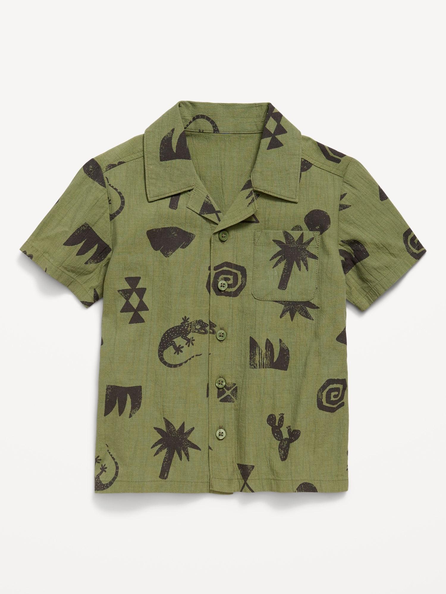 L'image numéro 1 présente Chemise en tissu froissé à motif à poche et à manches courtes pour tout-petit