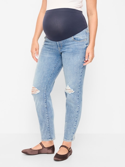 L'image numéro 2 présente Jean droit longueur cheville à panneau couvrant de maternité