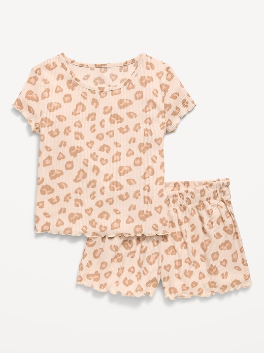 Image number 1 showing, Ribbed Lettuce-Edge Pajama Top and Shorts Set for Girls