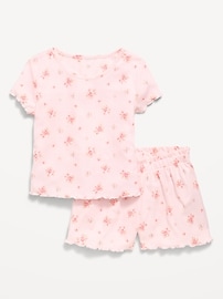 Image number 1 showing, Ribbed Lettuce-Edge Pajama Top and Shorts Set for Girls