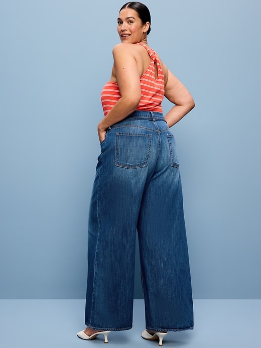 L'image numéro 9 présente Jean fluide à jambe large et taille haute