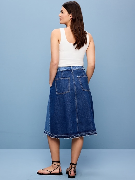 Image number 6 showing, Reconstructed Pleated Denim Midi Skirt