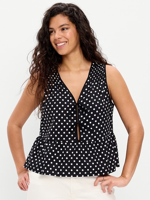 Image number 5 showing, Tie-Front Peplum Tank Top