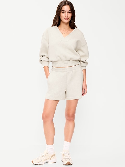 Image number 1 showing, High-Waisted Bounce Fleece Shorts -- 5-inch inseam