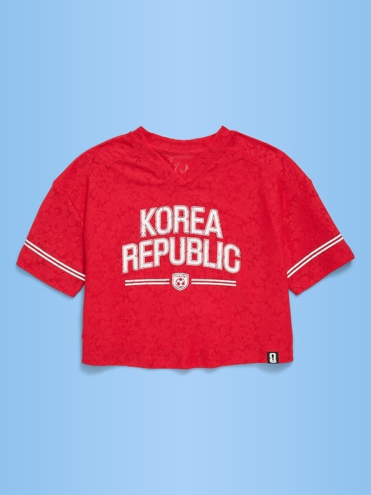L'image numéro 1 présente T-shirt droit à encolure en V à dentelle Coupe du Monde de la FIFA 2026™, Korea Republic pour fille