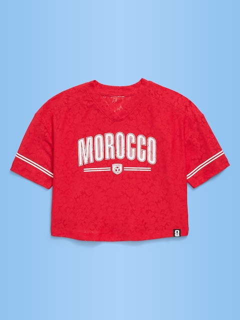 FIFA World Cup 26™ Morocco Boxy Lace V-Neck T-Shirt for Girls